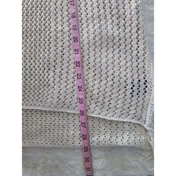 Mossimo Cream‎ Sleeveless Open Knit Fringe Poncho XXL Beach Festival Pool Travel - Picture 5 of 8